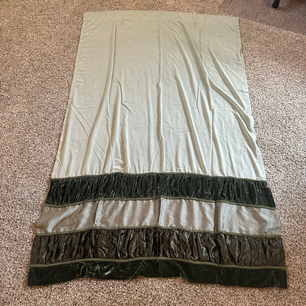 Chris Madden JCPenney Green Velvet Ruffle Tiered Curtain Panel 82x50